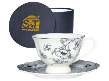 Набір чашка із блюдцем S&T Felix, 180 мл, 15.5 см, колір білий з абстрактним візерунком