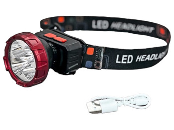 Фонарик налобный, аккумуляторный, 500mA