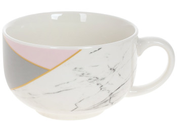 Чашка Мрамор, 500мл, цвет - белый с розовым
