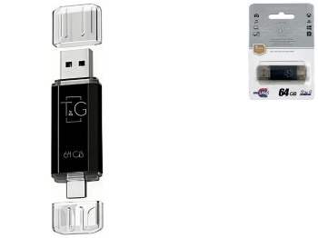 USB Flash Drive T&G 64gb USB/Type C 009 Цвет Черный