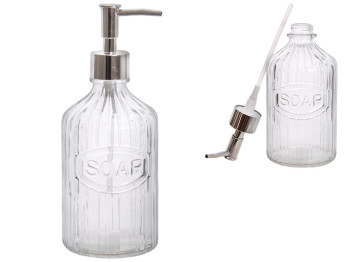 Диспенсер для жидкого мыла стеклянный 8,7х8,2х21см 580мл