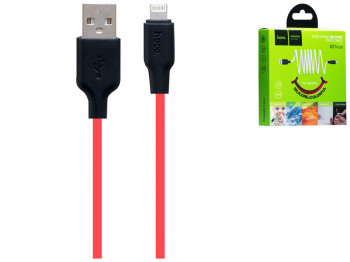 Кабель USB Hoco X21 Plus Silicone Lightning, Чёрно-Красный