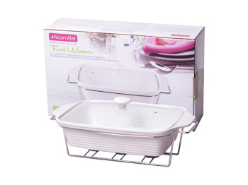 Мармит Kamille керамический прямоугольный 38см 3л со стеклянной крышкой