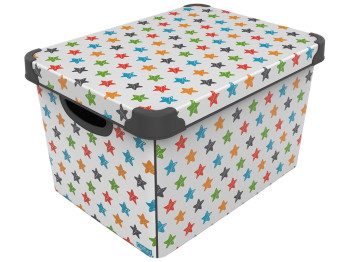 Контейнер для хранения с крышкой Qutu Style Box Colored Stars, 20л