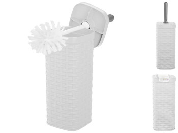 Ершик туалетный с подставкой высокой Plastart ротанг белый 37см