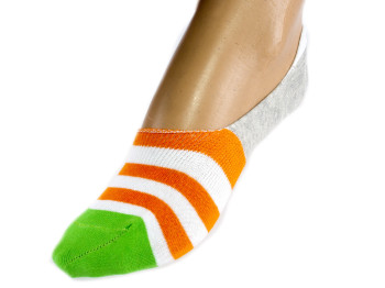 Носки-следы женские тонкие без голени в полосочку 856, р.23 (36-37р.) (цвет оранжевый) Дюна