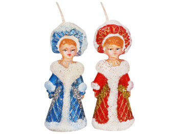 Декоративная новогодняя свеча Снегурочка, 8,4см, 2 дизайна