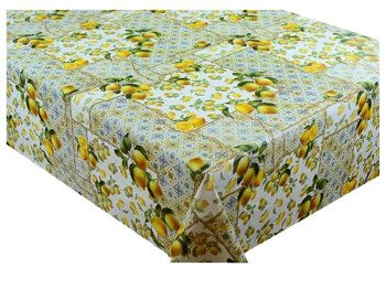 Клеёнка ПВХ 3d, 1.40×20 м, с лимонным рисунком, тканевая основа, цвет жёлтый