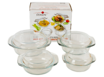 Кастрюли термостекло круглые Stenson 0.75-1-1.5-2л (цена за набор 4 шт)