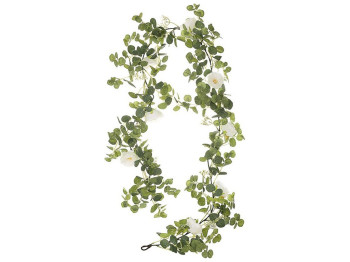 Декоративная ветка с розами 186см, цвет - белый