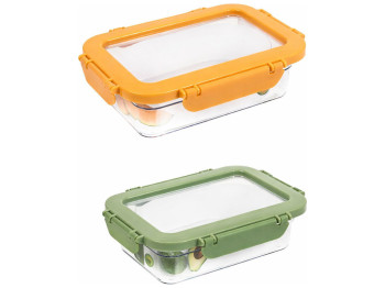 Контейнер Herevin Container-Green-Peach, прямоугольный, пластик, 1,3л, 23,1×18×5,7см (цена за 1шт)