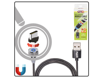 Кабель магнитный PULSO USB - Type C 2,4А, 2m, black (только зарядка)