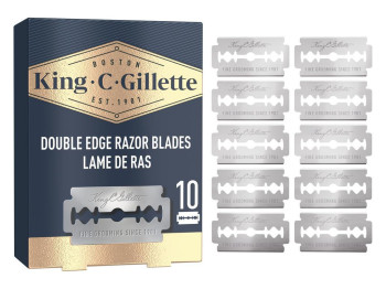 Лезо для гоління Gillette King C., двостороннє, нержавіюча сталь, платинове покриття, 10шт