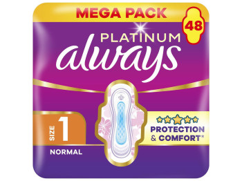 Прокладки Always Ultra Platinum Normal, размер 1, дневные, с крылышками, 3 капли, 48шт
