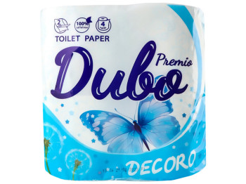 Туалетная бумага Диво Premio Decoro, 2х слойная, 4 рулона, бело-синяя
