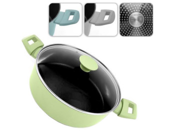 Каструля з кришкою лита мармур Megastone, інд.дно, 28x8см