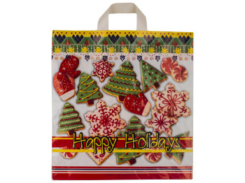 Пакет "петля" "Новый год - Happy Holidays" 43x37 (цена за упаковку 50шт)