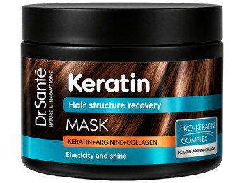 Маска для волосся Dr.Sante Keratin, з кератином, колагеном та аргініном, 300мл