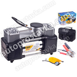 Компрессор "Вулкан" КА-В12121 150psi/23Amp/60л/клеммы/шланг 7,5м с дефлятором/2 цилиндра