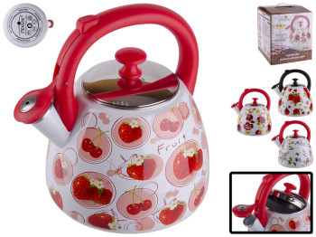 Чайник Stenson емальований з нержавіючої сталі зі свистком і нейлоновою ручкою, інд. дно 2,65л