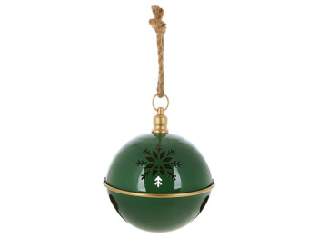 Шар на подвесе Christmas bell, металл, 20×24см, 41см, цвет зеленый