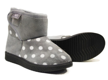 Полу-сапожки детские Серые в горошек искусств. замша, на меху (34 р., маломерят)