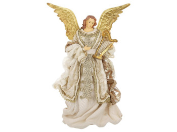 Фигура рождественская Ангел, комбинированные материалы, 28×20×40см, цвет белый с золотом