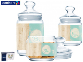 Набор банок Luminarc NORDIC HEVEA TURQUOISE 3шт (500мл, 750мл, 1л) 44818