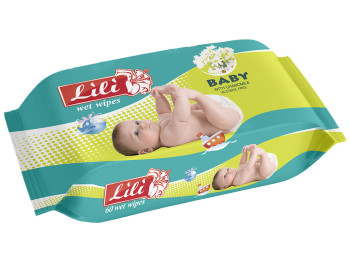 Влажные салфетки детские "Lili" "C экстрактом ромашки" 60 шт