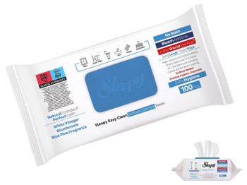Салфетки влажные для уборки Sleepy Easy Clean, с белым уксусом, с клапаном, 24х22см, 30х9х13см,100шт