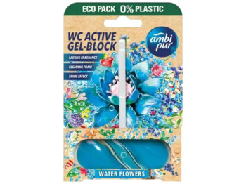 Блок освіжувач для унітазу Ambi Pur Gel Active Water Flowers, аромат водні квіти, 45г