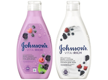 Лосьон Johnson`s Vita Rich восстанавливающий с экстрактом малины 250мл+подарок гель для душа 250мл