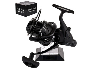 Катушка карповая с бэйтранером Mirror carp, 6000 4+1bb 4.7:1 2 шпули мтеал./графит