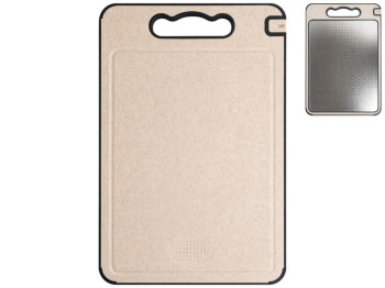 Дошка обробна, професійна, пластик, нержавіюча сталь, 36х25х1см, колір бежевий