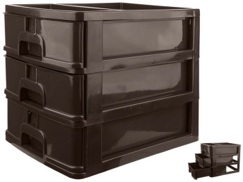 Комод настольный R-Plastic "А4" на 3 ящика, 35x25,5x28см, коричневый