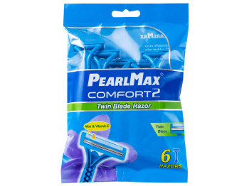 Бритвы одноразовые мужские PearlMax Comfort Two с алоэ и витамином E, 6 шт, 2 лезвия