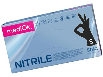 Перчатки нитриловые смотровые MediOk, размер S (цена за упаковку 100шт)