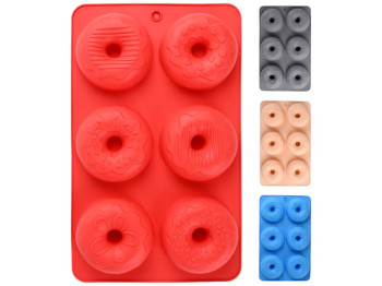 Форма для выпечки Donuts, 6 ячеек, силикон, 27,5×16,5см (цена за 1шт)
