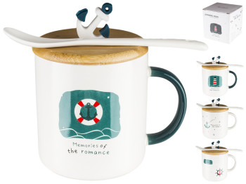 Чашка с крышкой и ложкой Sea memory 400мл