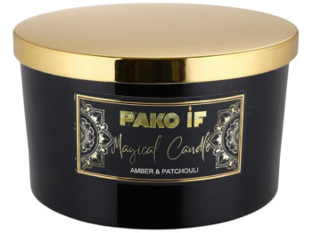 Свеча ароматическая Pako-If Magical Candle, в стакане, парафин, аромат янтарь и пачули, 13x8см