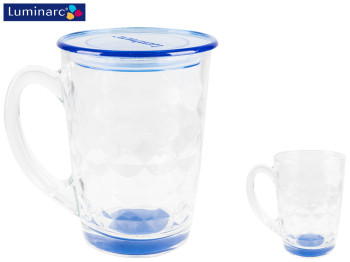 Чашка стеклянная Luminarc New Morning Diamond Blue с крышкой 320мл 02313