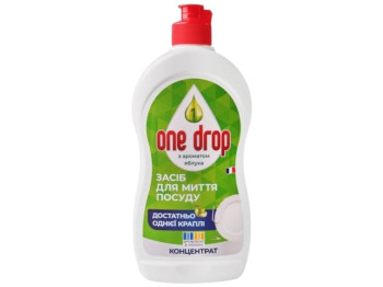 Засіб для миття посуду One Drop, концентрат, аромат яблуко, 500мл