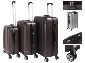 Набор чемоданов туристических пластиковых на колесиках (цена за набор 3шт)