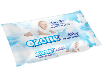 Вологі серветки дитячі "OZONE" "З екстрактом календули і вітаміном Е" 40 шт
