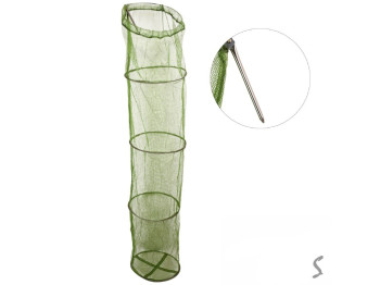 Садок рыболовный с колышком, нейлон, 33×150см, цвет зеленый