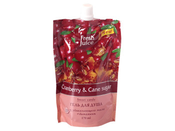 Крем-гель для душу Fresh Juice дой-пак "Cranberry & Cane sugar" журавлина і тростинний цукор 170мл