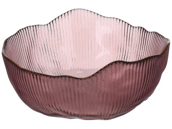 Салатник стеклянный Fleur, D13x5,5см цвет - пурпурный с золотым ободком