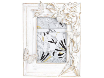 Фоторамкаграфії прямокутна, 22,3см, розмір фото - 10х15см, колір - білий із золотом