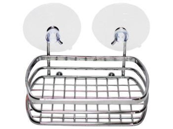 Мыльница прямоугольная Besser хромированная на двух присосках, 13х10см