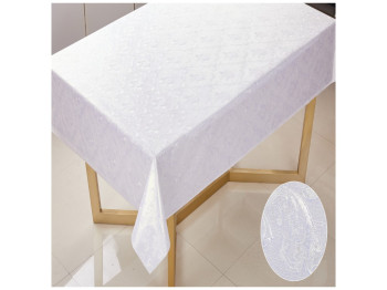 Клеенка La Perla, на тканевой основе, ПВХ, 1,37×20м, дизайн барокко белый (цена за рулон)